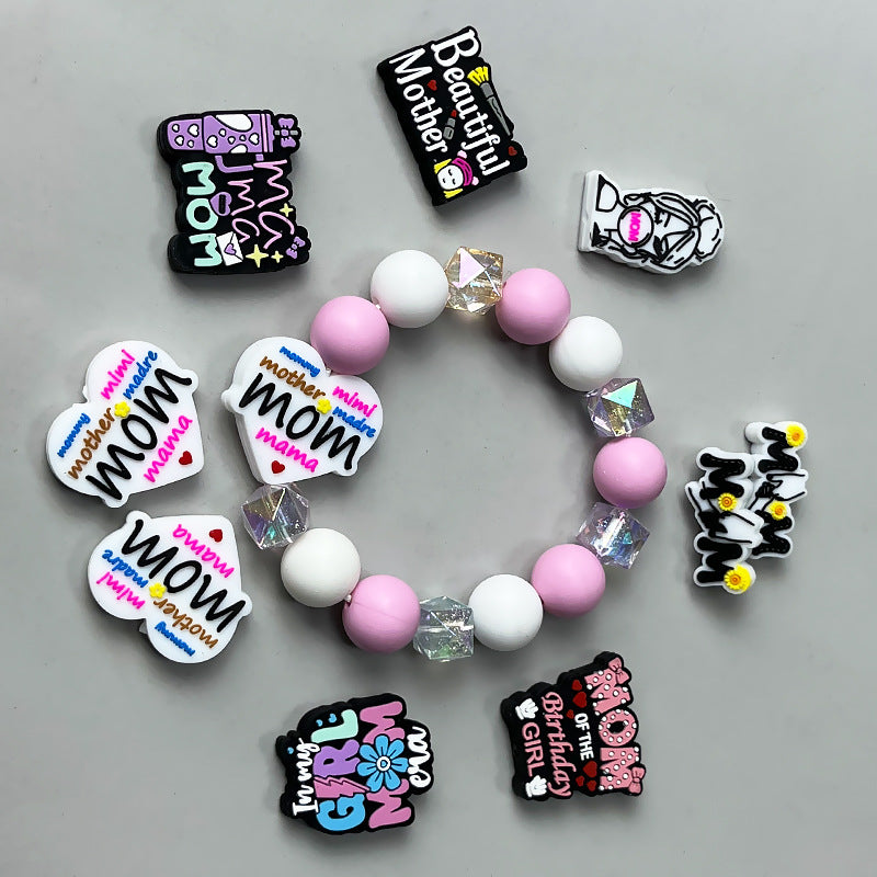 Wholesale 10pcs/pack Mother' s Day Epoxy Letter MOM Focus Beads DIY Beading